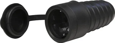 Produktbild von Gummi-Schutzkontakt-Kupplung McPower, schwarz, spritzwassergeschützt, mit Deckel