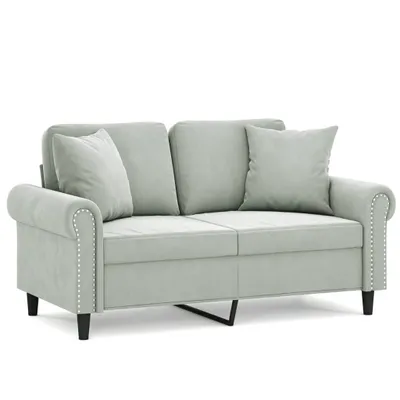 Produktbild von vidaXL 2-Sitzer-Sofa mit Zierkissen Hellgrau 120 cm Samt