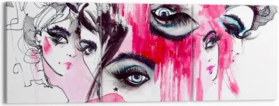 Produktbild von Bild auf Leinwand - Leinwandbild - Frauen Gesichter Augen illustration - 150x50cm - Wand Bild - Wanddeko - Leinwanddruck - Bilder - Kunstdruck - Leinwand bilder - Wandkunst - CA150x50-3095