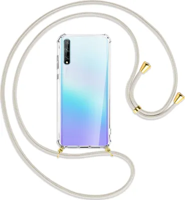 Produktbild von Handykette Backcover-Schutzhülle mit Band (Metall goldfarben) für Huawei P Smart S // Enjoy 10s / Y8p - broken white