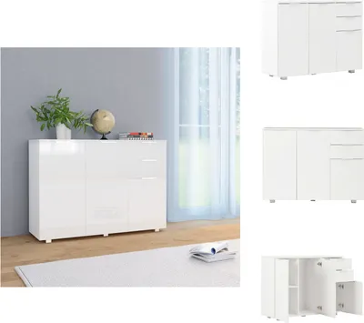 Obrázok produktu pre vidaXL Príborník vysoký lesk biely 107x35x80,5 cm - Príborníky