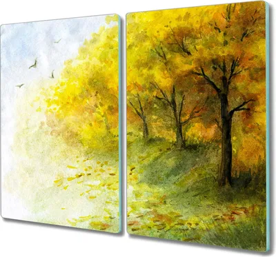 Produktbild von Coloray Kochplattenabdeckung Herdabdeckplatte 2x30x52 cm Hackbrett Schneidebrett Küchenbrett - Vögel Natur
