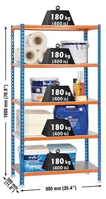 Obrázek produktu pro Simonrack těžký regál SIMONCLICK 8435104912683 modrá, oranžová, stříbrná 90,0 x 30,0 x 180,0 cm