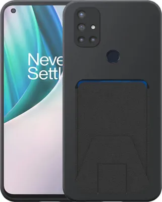 Produktbild von Geeignet für OnePlus Nord N10 Phone Case mit einstellbaren Leder Kartenschlitz - Flexible Back Cover Case Silikon TPU mit einstellbaren Leder Kartenschlitz - Schwarz - Smartphonics