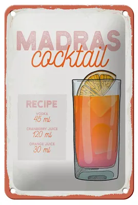 Produktbild von Blechschild Rezept Madras Cocktail Recipe Vodka 12x18cm Dekoration