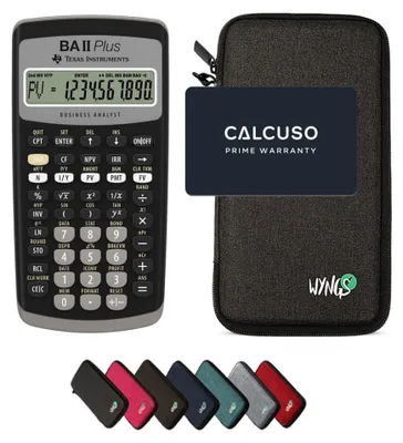Produktbild von TI-BA II Plus inkl. WYNGS Schutztasche Dunkelgrau - Finanzrechner - Basic Set
