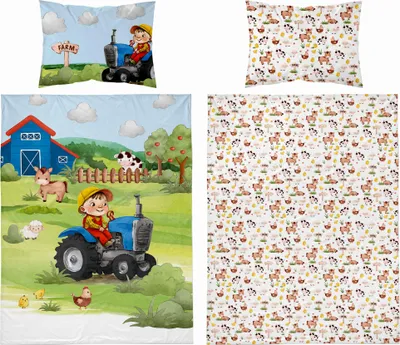 Obrázok produktu pre Bambusová posteľná bielizeň 90x120 Farm Tractor Blue