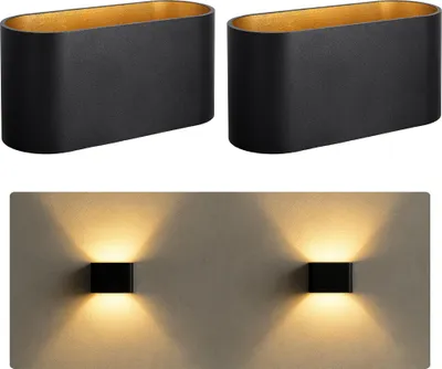 Produktbild von SSC-LUXon 2 Stück JOBERO Wandleuchte Innen schwarz - Wandlampe Gold Design Up Down Leuchte Fassung für 1x G9 Leuchtmittel