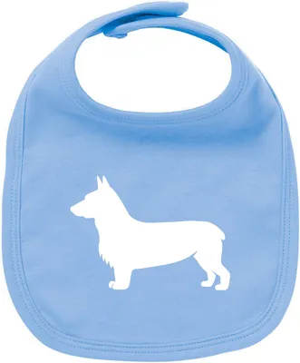 Produktbild von Huuraa Mädchen und Jungen Lätzchen Welsh Corgi Pembroke Silhouette Geschenk Babyblue  Baumwolle Welsh Corgi Pembroke Babypartygeschenk