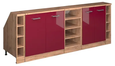 Produktbild von Küchenschrank für Dachschrägen Vicco R-Line Rot Hochglanz 210 cm 5er Set Schrankkorpuss 60 cm Tiefe, Model 60220