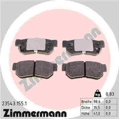 Produktbild von ZIMMERMANN Bremsbeläge Satz Hinten Bremsklötze für HYUNDAI GETZ (TB) 23543.155.1
