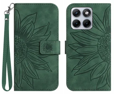 Produktbild von Motorola Edge 70 Fusion Hülle - Coverup Sonnenblume Klapphülle mit Schlüsselband - Grün