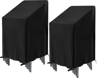 Produktbild von Schutzhülle für Gartenstühle 2 Stück, Abdeckung für Stapelstühle 72 * 72 * 120cm, winterfest Stuhlabdeckung Wasserdicht Oxford Stoff Gartenstuhl Abdeckung für Gartensessel Balkonstühle