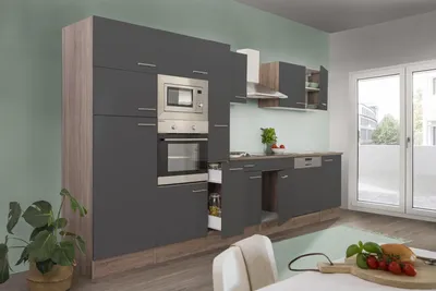 Produktbild von Küche Küchenzeile Küchenblock Einbauküche Eiche York Grau Oliver 370 cm Respekta