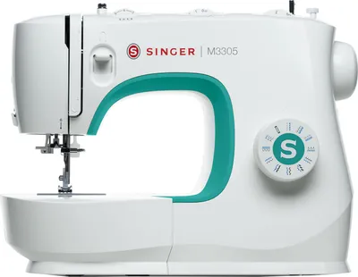 Zdjęcie produktu dla SINGER M3305, Zielony, Biały, Półautomatyczna maszyna do szycia, Szycie, 1 stopień, Dźwignia, Obrotowy, Prąd elektryczny