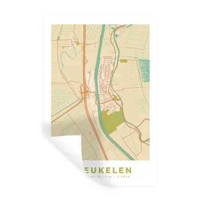Obrázok produktu pre MuchoWow® Nálepka na stenu - Breukelen - Vintage - Mapa mesta - 40x60cm - Samolepiaca a polohovateľná