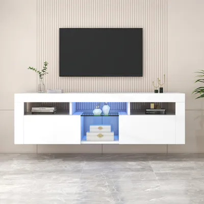 Produktbild von TV-Schrank Vielseitige 140cm Großes Hochglanz TV board mit LED-Beleuchtung