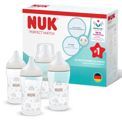 Produktbild von NUK Perfect Match Babyflaschen | 3+ Monate | 260 ml | Anti-Kolik-Babyflasche | P