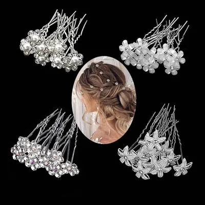 Immagine prodotto di Fascette per capelli a forma di fiore - confezione da 4 pezzi - accessori per capelli da sposa - strass - perline - fermagli per capelli da donna - accessorio per capelli