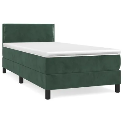 Produktbild von vidaXL Boxspringbett mit Matratze Dunkelgrün 100x200 cm Samt