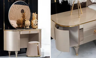 Produktbild von Konsolen Tisch Frisierkommode Frisiertisch Hocker 2tlg. Tische Schminktisch