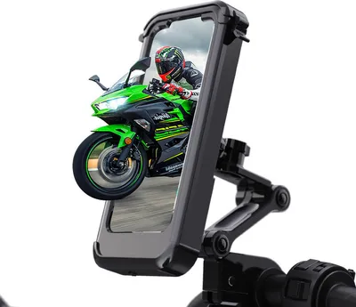 Produktbild von Handyhalterung Fahrrad Wasserdicht, Universal Anti-Vibration/360 Grad Schutz/Touch ID & Face ID Handy Halterung Motorrad Fahrradlenker mit Umhängeband
