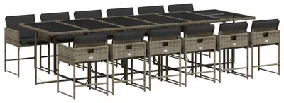 Produktbild von vidaXL 13-tlg. Garten-Essgruppe mit Kissen Grau Poly Rattan