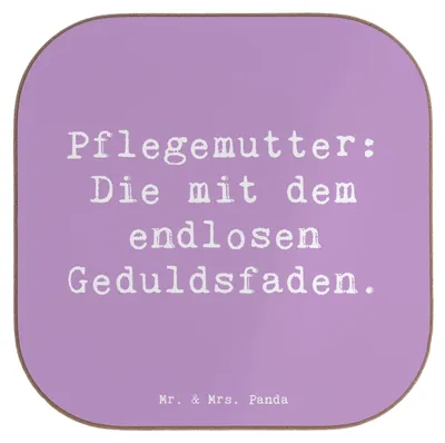 Produktbild von Mr. & Mrs. Panda Tassenuntersetzer Spruch Pflegemutter Geduld - Lavendeltraum - Geschenk, Coaster, Holzuntersetzer, Pflegekind, Stärke, Untersetzer für Gläser, Lächeln