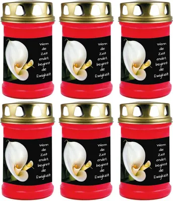Immagine prodotto di Grave candle red 6-pack, tempo di combustione: 48 ore (per candela), motivo: Calla