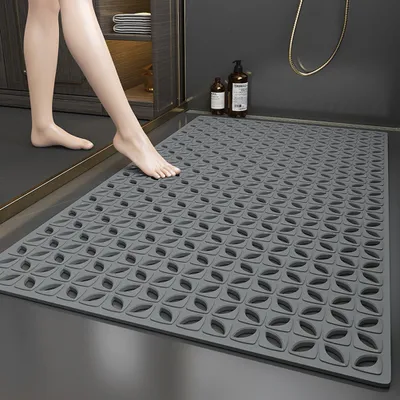 Produktbild von 40x70cm Dunkelgrau Badewannen-Duschmatte Mit Saugnäpfen, Abflusslöchern, Rutschfeste Badezimmermatte, Maschinenwaschbare Duschmatte, Schneller Abfluss