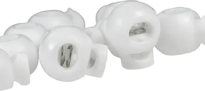10 Kordelstopper rund 15x19mm, Durchzug 4x5,5mm, weiß
