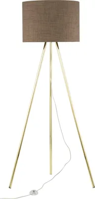 Immagine prodotto di Lampada da terra in metallo tessuto E27 160 cm treppiede in oro marrone moderno