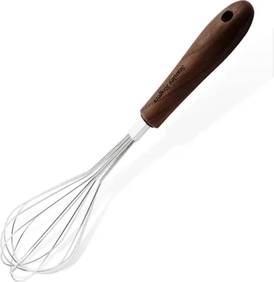 Produktbild von Stanley Rogers Schneebesen, Rührbesen mit Walnussholz-Griff, Küchenhelfer mit Funktionsteil aus Edelstahl für beschichtete Töpfe und Pfannen (Farbe: Silber/Braun)