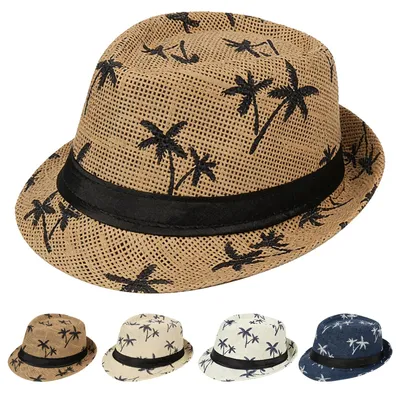 Imagen del producto de Sombrero de paja para hombre, color marrón, ligero, transpirable, ideal para el verano y actividades al aire libre