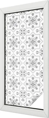 Obrázek produktu pro Vitrážová fólie na okno - 116x50 cm - vitrážový vzor - neprůhledná dekorativní fólie pro ochranu soukromí - samolepicí, UV ochrana - symetrické ornamenty