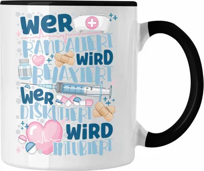 Produktbild von Trendation - Anästhesie Krankenschwester Tasse Geschenk Propofol Geschenk Kaffeetasse Arzt Ärtzin Arzthelferin Spritze Wer Randaliert Wird Relaxiert (Schwarz)