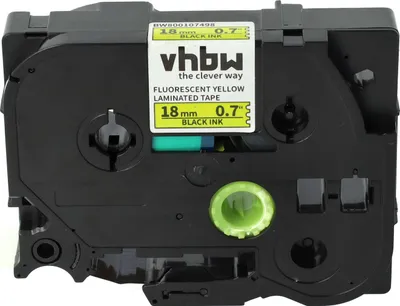 Produktbild von vhbw Schriftband-Kassette kompatibel mit Brother PT 540, 3600, 300 SP, 310 CC, 340 C, 350, 340, 310 Etiketten-Drucker 8m x 18mm Schwarz auf Neon-Gelb