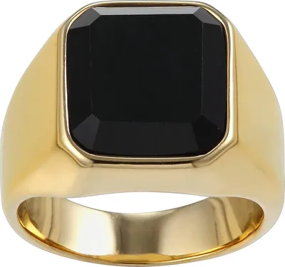 Produktbild von Karisma Männer Gold Edelstahl 316L Männer Ring - Schwarzer Stein - RHC3158G