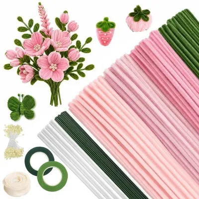 Produktbild von Pfeifenreiniger Set - 400 Stück Bouquet Blumen Bastelmaterial - 30 cm Länge