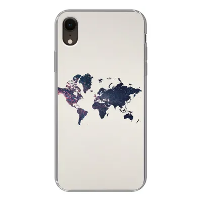 Produktbild von MuchoWow® Handyhülle Schutzhülle Hülle für iPhone XR Weltkarte - Licht - Rot Silikon Softcase Handy Hülle - Schutzdeckel