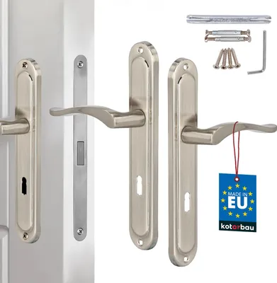 Zdjęcie produktu dla KOTARBAU® Klamka do drzwi wewnętrznych BB Klamka do drzwi 72 mm satyna Klamki do drzwi Długi szyld Zestaw klamek do drzwi wewnętrznych Okucie do drzwi wewnętrznych Zamek do drzwi Zestaw klamek Classic