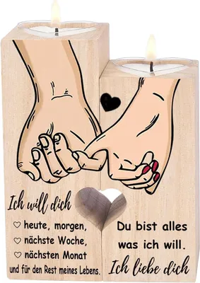 Produktbild von Liebevolles Holz Teelichthalter - Romantisches Geschenk für Paare