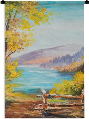 Produktbild von MuchoWow® Wandteppich Wandbehang Malerei - Ölgemälde - Pflanzen - Natur 90x135 cm Tapisserie Dekoration Wandtuch - Baumwolle - Wandskulptur