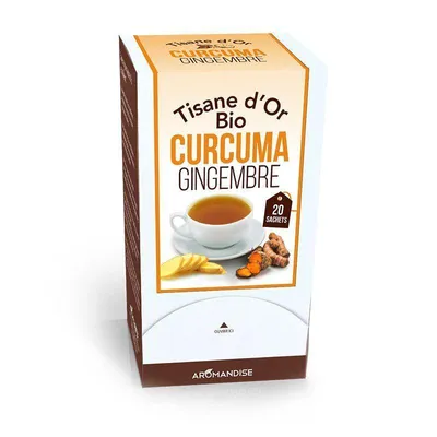 Zdjęcie produktu dla Organiczna herbata ziołowa z kurkumą i imbirem - 20 torebek