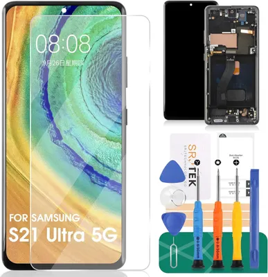 Produktbild von Für Samsung Galaxy S21 Ultra Display Full OLED LCD mit Rahmen Einheit Touch Ersatzteil Reparatur Schwarz