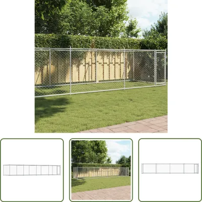 Obrázok produktu pre The Living Store Psia búda s dverami Sivá 8x2x1,5 m Pozinkovaná oceľ