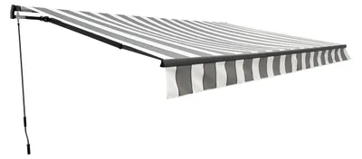 Produktbild von Gelenkarmmarkise INSBRUK 495x300cm Grau-Weiß Polyester | Balkonmarkise Gelenkmarkise für Terrasse/Balkon Sonnenschutz