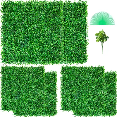 Obrázek produktu pro Umělé rostliny stěna 6 ks 20 x 20 palců, soukromí obrazovka živý plot umělé zelené, umělé zimostráz panel PE, soukromí obrazovka umělé rostliny 50 x 50 cm, soukromí obrazovka živý plot stěna dekorace rostlinné stěny