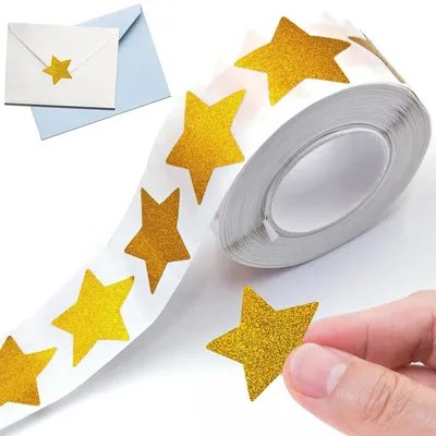 Produktbild von Goldene Stern Aufkleber auf Rolle – 2×500 Stück, 2,5 cm, selbstklebend, Bastelsticker für Schule, Planer & Karten