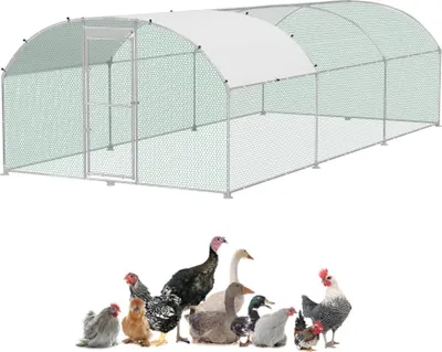 Produktbild von FIVMEN Hühnerstall 3x6 m Hühnerkäfig Freilaufgehege Hühnerhaus aus Verzinktem Rohren Geflügelstall Freigehege mit Abschließbarem Tür & Kuppeldach für Hühner Kaninchen Geflügel Kleintiere